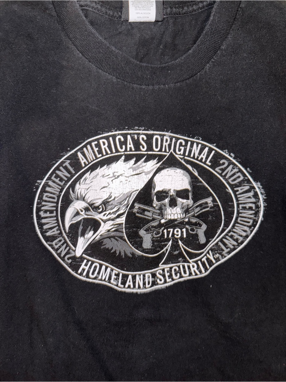 Hot leathers 2nd Amendment Graphic Black T-Shirt with Eagle & Skull Print